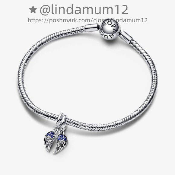 Pandora Sparkling Splitable Angel Wings Dangle Charm - Picture 3 of 5